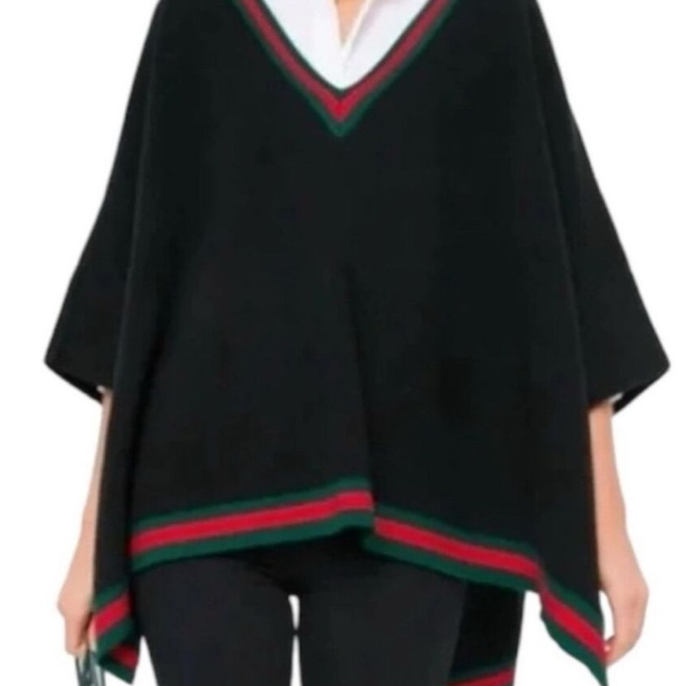 Tuckernuck Black Cape with Red and Green Trim